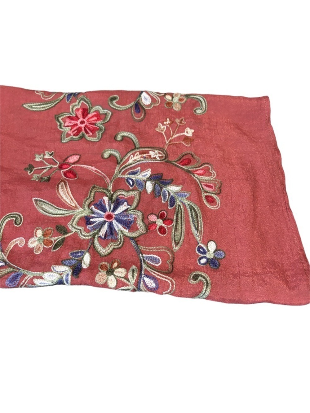 Kimono swim cover cardigan embroidered floral open front rust One Size - Picture 4 of 5